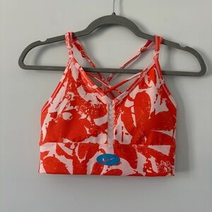 Nike Indy Icon Clash Orange White Longline Strappy Running Sports Bra S